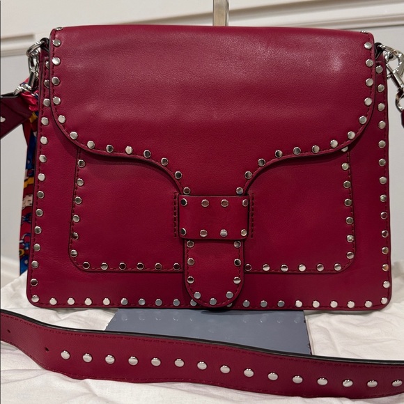 Rebecca Minkoff Bag Midnighter Red Leather Studded Shoulder Bag - Picture 4 of 17